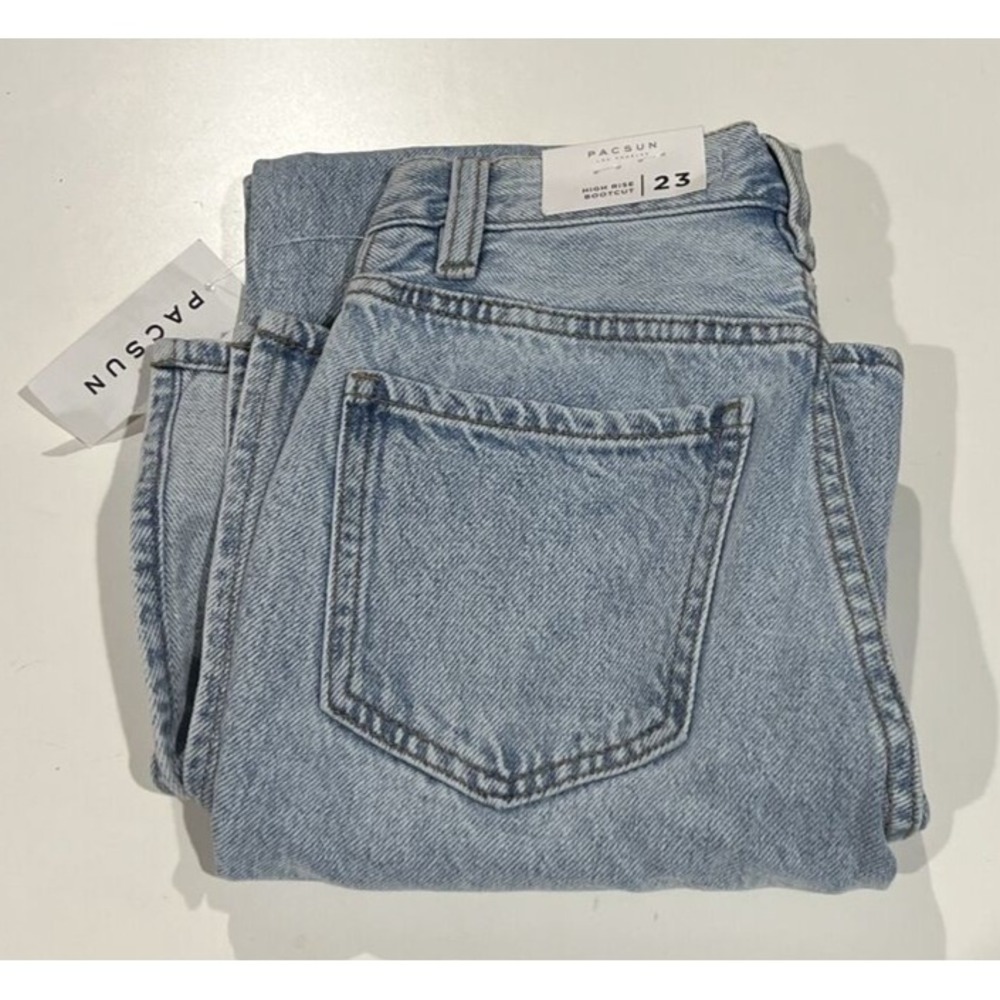 PacSun Eco Light Blue Slit High Waisted Bootcut Jeans Woman's Size 23 New - Picture 4 of 9
